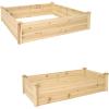 Sunnydaze 48 Inches Square x 12 Inches H Outdoor Wood Raised Garden Bed and 24 Inches W x 48.25 Inches D x 12.25 Inches H Rectangle Outdoor Wood Raised Garden Bed Bundle