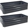 Sunnydaze 48-Inch Galvanized Steel Raised Garden Beds – Rectangle Planter for Vegetables and Flowers – Woodgrain – Set of 2(Dark Gray)