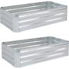 Sunnydaze 48-Inch Galvanized Steel Raised Garden Beds – Rectangle Planter for Vegetables and Flowers – Woodgrain – Set of 2(Silver)