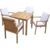 Sunnydaze 5-Piece Outdoor Dining Set – Rodanthe Outdoor Table and Chairs for Patio – Acacia Wood Patio Dining Set for 4 – Cushions Included