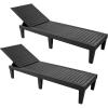Sunnydaze 5-Position Outdoor Adjustable Chaise Lounge Chair – UV- and Weather-Resistant Polypropylene Resin – Wood-Look Design – Black – Set of 2(2)