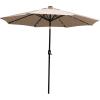 Sunnydaze 9 ft Outdoor Patio Umbrella with Solar Lights – Polyester LED Table Market Umbrella with Push-Button Tilt and Crank – Beige(Beige)