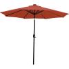Sunnydaze 9 ft Outdoor Patio Umbrella with Solar Lights – Polyester LED Table Market Umbrella with Push-Button Tilt and Crank – Beige(Burnt Orange)