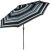 Sunnydaze 9 ft Outdoor Patio Umbrella with Solar Lights – Polyester LED Table Market Umbrella with Push-Button Tilt and Crank – Beige(Catalina Beach Stripe)