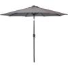 Sunnydaze 9 ft Outdoor Patio Umbrella with Solar Lights – Polyester LED Table Market Umbrella with Push-Button Tilt and Crank – Beige(Gray)