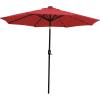 Sunnydaze 9 ft Outdoor Patio Umbrella with Solar Lights – Polyester LED Table Market Umbrella with Push-Button Tilt and Crank – Beige(Red)