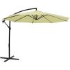 Sunnydaze 9.5-Foot Cantilever Umbrella with Air Vent, Cross Base, and Crank – Polyester Shade and Steel Pole(Pale Buttercup)