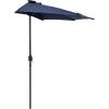 Sunnydaze 9-Foot Half Patio Umbrella with Solar LED Lights(Navy Blue)