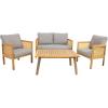 Sunnydaze Acacia 4-Piece Patio Furniture Set – Sanibel Patio Conversation Set – Outdoor Seating Lounge Furniture – Gray