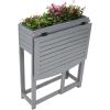 Sunnydaze Acacia Wood Raised Garden Bed with Shelf – Space-Saving Folding Tabletop with 40 lb Capacity – Gray(Gray)
