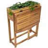 Sunnydaze Acacia Wood Raised Garden Bed with Shelf – Space-Saving Folding Tabletop with 40 lb Capacity – Gray(Natural)