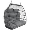 Sunnydaze Andrei Double Hanging Egg Chair with Cushion – 2-Person Outdoor Egg Chair – Includes Polyester Cushion – Dark Gray