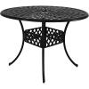 Sunnydaze Decorative Crossweave Cast Aluminum Patio Dining Table with Umbrella Hole – 41-Inch Diameter