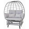 Sunnydaze Double Outdoor Egg Chair with Legs – 2-Seat Glider Rocking Egg Chair with Cushions and Pillows – Gray