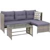Sunnydaze Longford Patio Sectional Conversation Set – 1 Sofa and 1 Coffee Table – Thick Charcoal Cushions(Charcoal)