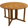 Sunnydaze Malaysian Hardwood Folding Gateleg Patio Dining Table with Teak Oil Finish – 4-Person Space-Saving Round Outdoor Table – 47.25” D x 29″ H