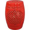Sunnydaze Marrakesh Ceramic Garden Stool Side Table with Lattice Design – Indoor or Outdoor – 17.75-Inch – Red Glazed Finish(Red)