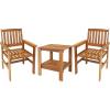 Sunnydaze Meranti Wood 3-Piece Outdoor Patio Conversation Set – 2 Chairs and 1 Table – Teak Oil Finish