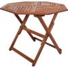 Sunnydaze Meranti Wood Octagon Outdoor Folding Table – Teak Oil Finish – 35.5-Inch
