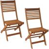 Sunnydaze Meranti Wood Outdoor Folding Patio Chairs – Set of 2 – Teak Oil Finish