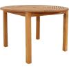 Sunnydaze Meranti Wood Round Outdoor Dining Table with Umbrella Hole – Round Patio Table – Teak Oil Finish – 42-Inch