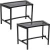Sunnydaze Mesh Outdoor Curved Bench – Metal Patio Bench Set – Heavy-Duty Outdoor Seats for Backyard or Fire Pit – Black – Set of 4(2)