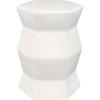 Sunnydaze Moderno Hexagon Ceramic Garden Stool Side Table – Indoor or Outdoor – 17.25-Inch H – White Glazed Finish(White)