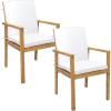 Sunnydaze Outdoor Dining Chairs Set of 2 – Rodanthe Patio Chairs with Cushions – Acacia Wood Outdoor Seating – Patio Seating – Natural Wood
