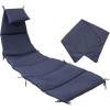 Sunnydaze Outdoor Hanging Lounge Chair Replacement Cushion and Floating Umbrella Fabric Only – Curved Swing Chair Cushion Replacement – Teal(Navy Blue)