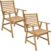 Sunnydaze Outdoor Patio Chairs Set of 2 – Hatteras Outdoor Dining Chairs for Patio – Acacia Wood Furniture Balcony Set for 2 – Natural Wood