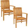 Sunnydaze Outdoor Patio Dining Armchairs with Slat Back – Light Brown Finish – Set of 2(2)