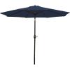 Sunnydaze Outdoor Patio Umbrella – Polyester Table Market Umbrella with Push-Button Tilt and Crank – 8 Sturdy Ribs – Catalina Beach Stripe – 9ft(Navy Blue)