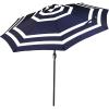 Sunnydaze Outdoor Patio Umbrella – Polyester Table Market Umbrella with Push-Button Tilt and Crank – 8 Sturdy Ribs – Catalina Beach Stripe – 9ft(Navy Blue Stripe)