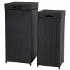 Sunnydaze Outdoor Trash Cans with Lids – Set of 2 Indoor and Outdoor Garbage Cans – 26 Gal and 15 Gal – Black