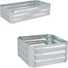 Sunnydaze Raised Corrugated Galvanized Steel Metal Garden Beds Bundle – 48-Inch x 11.75-Inch Rectangle Planter and 24-Inch x 11.75-Inch Square Planters for Plants, Vegetables, and Flowers – Silver