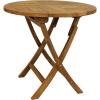 Sunnydaze Round Folding Solid Teak Outdoor Dining Table – Light Wood Stain Finish – 31 Inches(32 in)