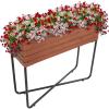 Sunnydaze Slatted Acacia Wood Raised Garden Bed with Legs – Oil-Stained Finish – Powder-Coated Steel Frame – Removable Insert – 23.5-Inch H