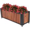 Sunnydaze Slatted Rectangular Wood Planter Box with Powder-Coated Steel Frame – 24″ Acacia Wood Planter with Removable Liner – 3.7 Gal Capacity