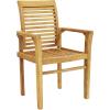 Sunnydaze Solid Teak Outdoor Slatted Armchair – Light Brown Wood Stain Finish