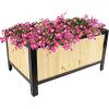 Sunnydaze Steel-Framed Acacia Wood Rectangular Planter Box – 15.5″ H Wooden Raised Garden Bed with Removable Planter Bag – Natural(Natural)