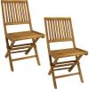 Sunnydaze Teak Furniture Chairs – Teak Outdoor Furniture – Wooden Folding Chairs for Patio – Light Wood Stain Finish – Set of 2(2)