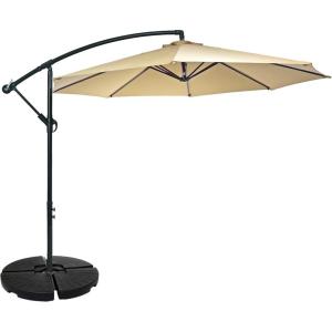 Sunnydaze 10′ Offset Cantilever Patio Umbrella – Polyester Canopy and Steel Pole – Cross-Base(Beige)