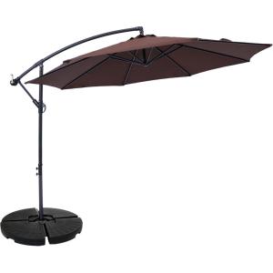 Sunnydaze 10′ Offset Cantilever Patio Umbrella – Polyester Canopy and Steel Pole – Cross-Base(Brown)