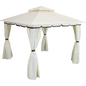 Sunnydaze 10×10 Soft Top Patio Gazebo – Outdoor Gazebo Canopy with Privacy Curtains and Screens for Backyard – Steel Frame – Cream(Cream)
