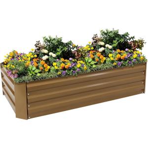 Sunnydaze 11.75″ H Raised Metal Garden Bed – Galvanized Raised Garden Bed Outdoor for Vegetables and Flowers – Brown – 4′ x 2′ Rectangle