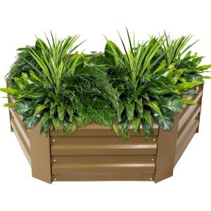 Sunnydaze 11.75″ H Raised Metal Garden Bed – Galvanized Raised Garden Bed Outdoor for Vegetables and Flowers – Brown – Hexagon