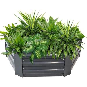 Sunnydaze 11.75″ H Raised Metal Garden Bed – Galvanized Raised Garden Bed Outdoor for Vegetables and Flowers – Dark Gray – Hexagon