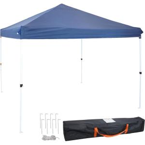 Sunnydaze 12 x 12 Foot Standard Pop Up Canopy with Carry Bag – Straight Leg Folding Outdoor Shade Shelter – Gray(Blue)