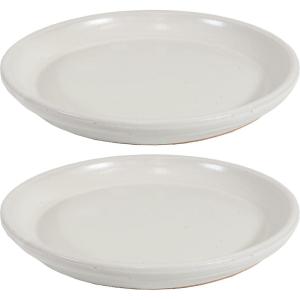 Sunnydaze 12-Inch Ceramic Plant Saucers – Plant Drip Trays for Outdoor Planter Flower Pot Drainage – Set of 2 – Imperial Blue(Pearl)