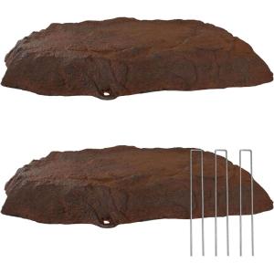Sunnydaze 14” H Polyresin Faux Landscape Rock Cover – Lightweight Fake Rock Well Pump Cover for Outside – Gray – 2-Pack(Brown)